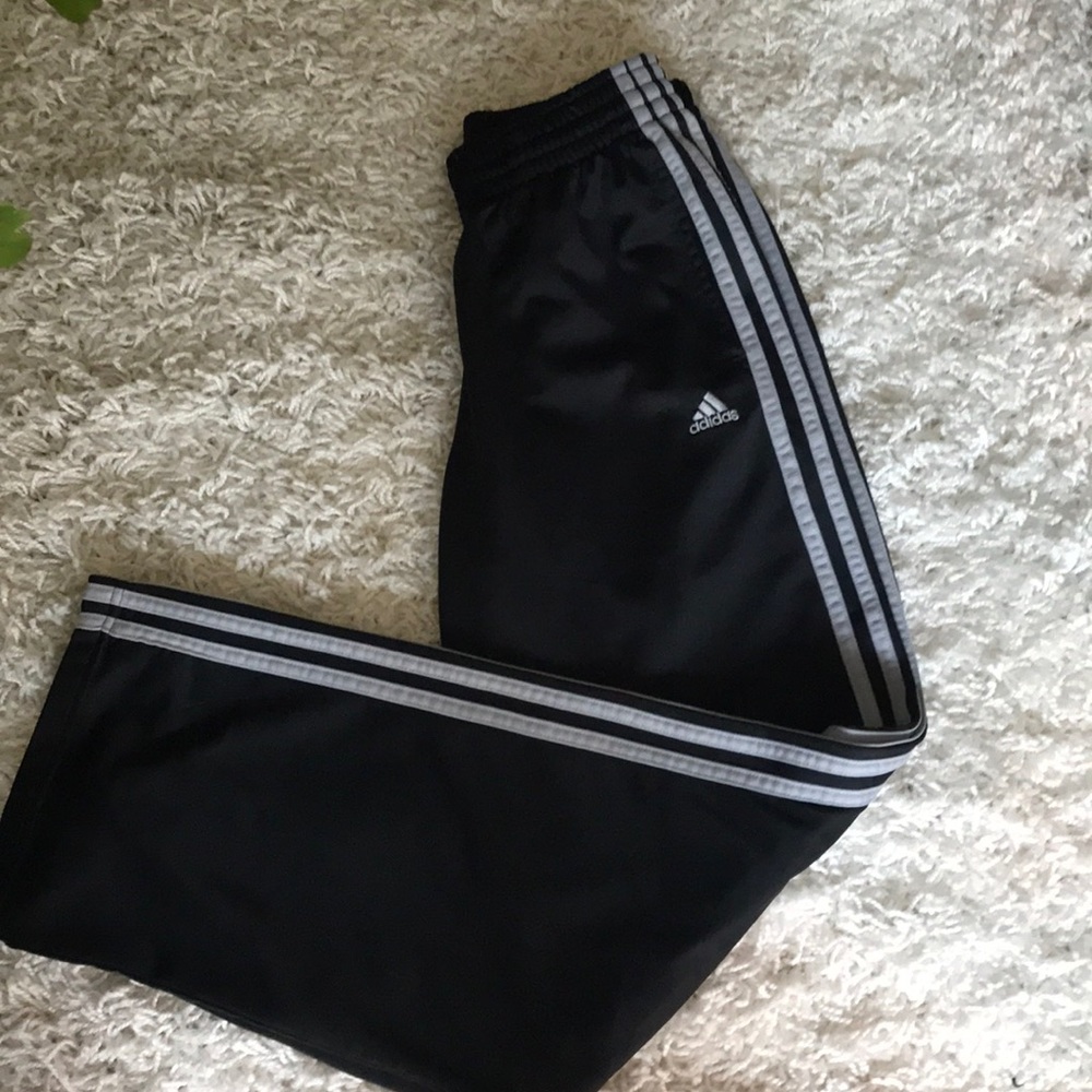 Gray stripe track pants